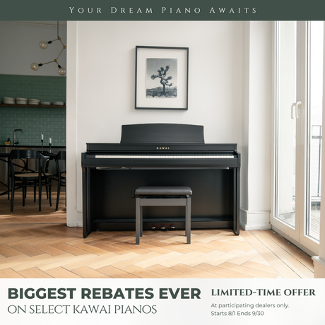 Biggest rebates ever on select Kawai pianos