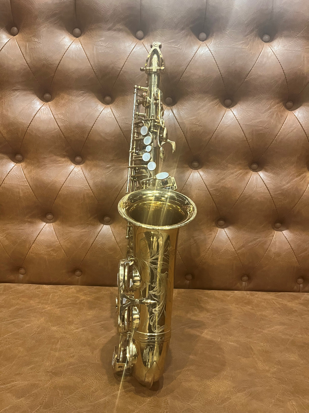 Consignment Selmer Mark VI Alto Saxophone - sitting on a bench with bell in front