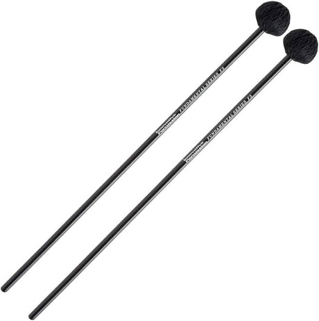 Innovative Percussion F3 Hard Yarn mallets with black painted birch handles and black yarn heads