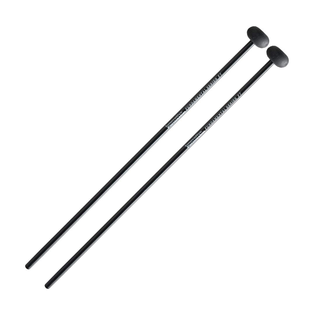 Innovative Percussion F7 Soft Rubber Marimba mallets with black painted birch handles and black rubber heads