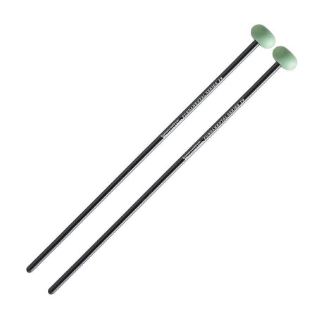 Innovative Percussion F9 Medium Rubber mallets with black painted birch handles and light green rubber heads