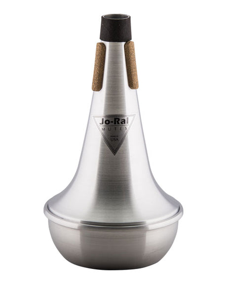 The Jo-Ral 1A aluminum straight mute for tenor trombone standing upright