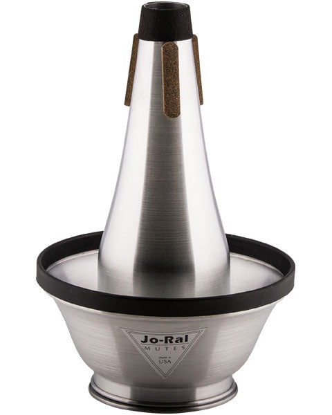 The Jo-Ral adjustable cup mute for tenor trombone standing upright