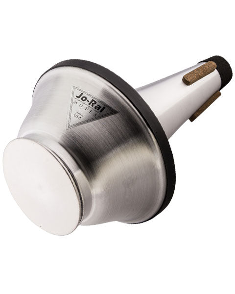 The Jo-Ral adjustable cup mute for tenor trombone sitting on its side