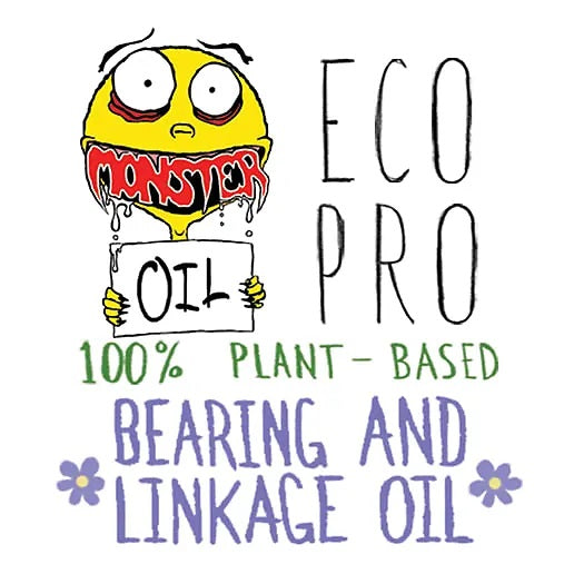 A label of the monster oil eco pro bearing and linkage oil