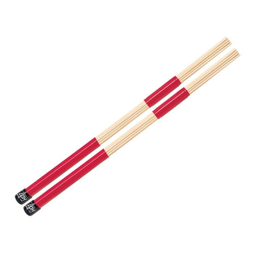 Promark Hot Rods with birch dowels tied together with red rubber bindings