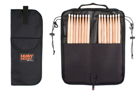 Protec heavy ready stick bag, zipped and closed, the other is open and has drum sticks in them