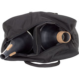 A top view of the Protec M401 trombone mute bag with the top unzipped and two mutes sitting inside of the bag