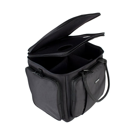 The Protec M406 4-Pack tenor trombone mute bag with the top, exterior lid and interior lid both partially open.