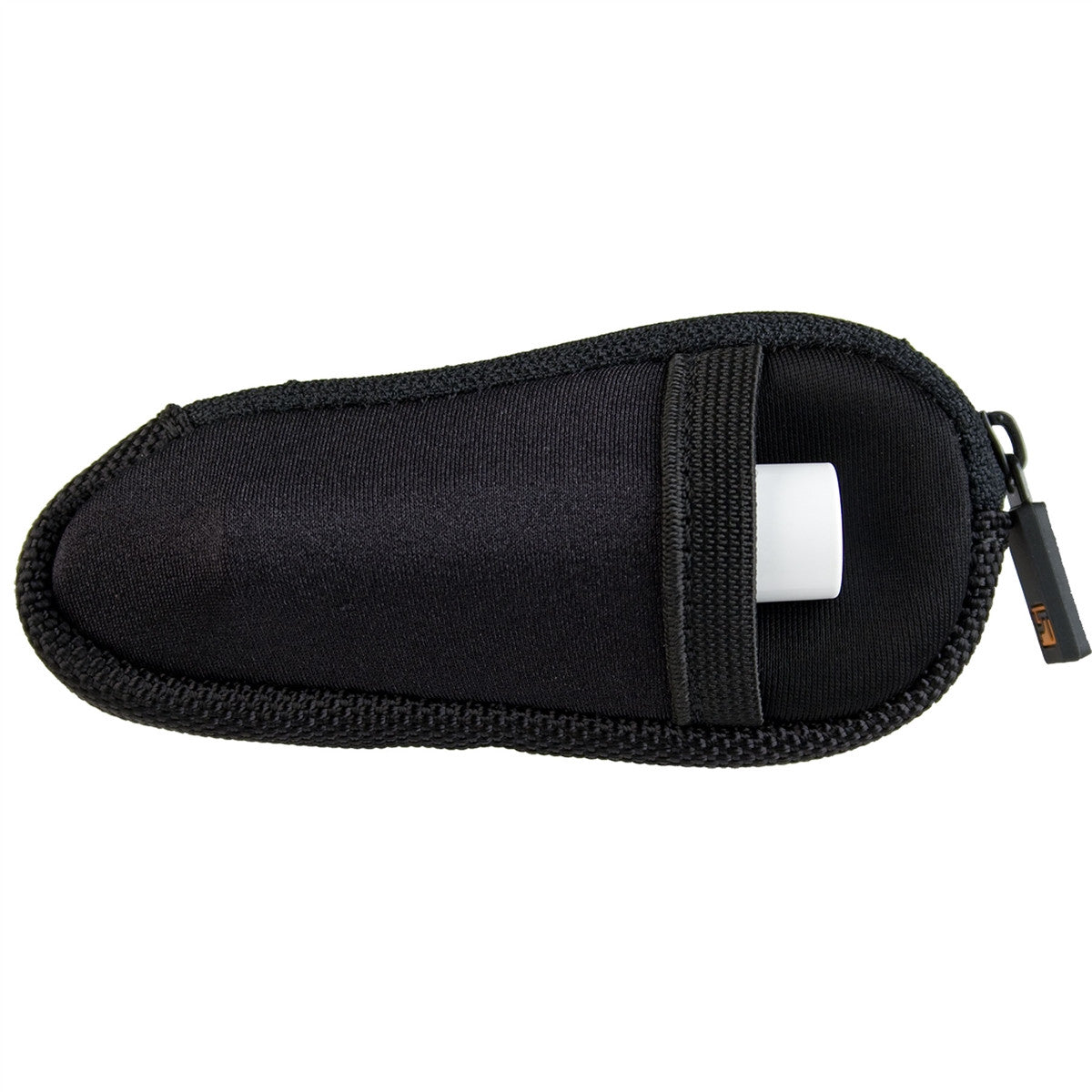 The backside of the Protec N264 single mouthpiece pouch with a tube of cork grease in the small exterior storage pocket