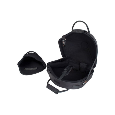 The Protec Pro Pac IP316SB IPAC Series Crew Bell french horn case sitting open with the padded bell cover sitting next to the case.