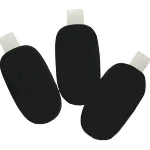 Three black Selmer woodwind mouthpiece patches. 