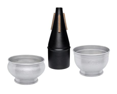 The Trumcor adjustable cup mute set for trumpet with both cups and the center