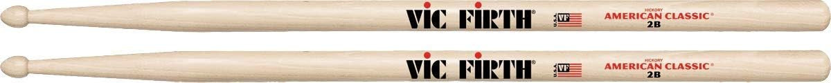 Pair of Vic Firth American Classic 2B wood tip drum sticks