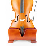 Wooden Cello Box Stand - with a cello in it