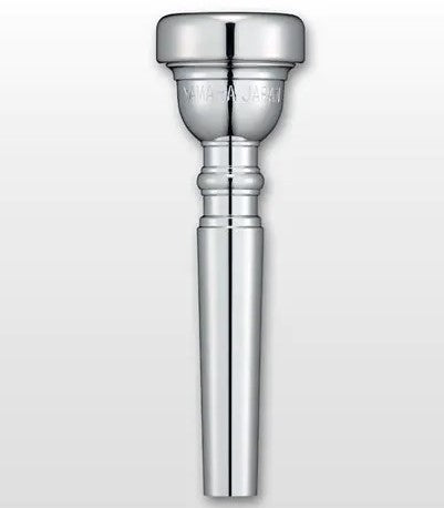 A silver-plated Yamaha Standard Series trumpet mouthpiece