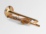 Adams A1 Bb Trumpet - laying down with bottom of valve block showing