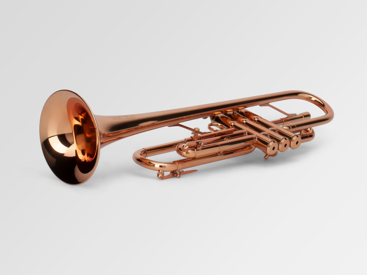 Adams A9 Bb Trumpet - on its side, bell forward