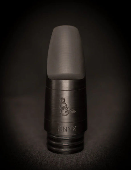 The B. Corbin Onyx Bass Clarinet Mouthpiece - against a black back-drop