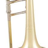 Bach A47XPS Large Bore Tenor Trombone - close up of the brand engraving on the bell