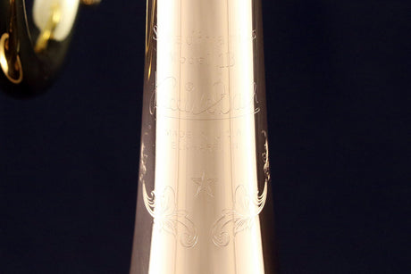 Bach LT190SL1B Commercial Bb Trumpet - brand engraving on the bell