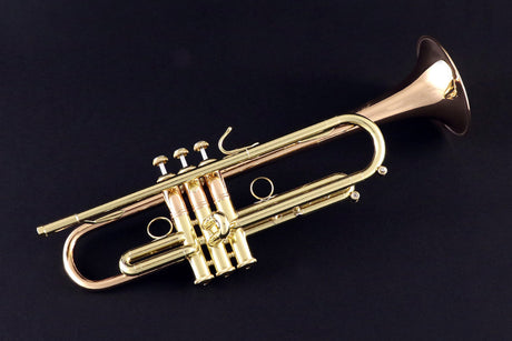 Bach LT190SL1B Commercial Bb Trumpet - laying on a black cloth