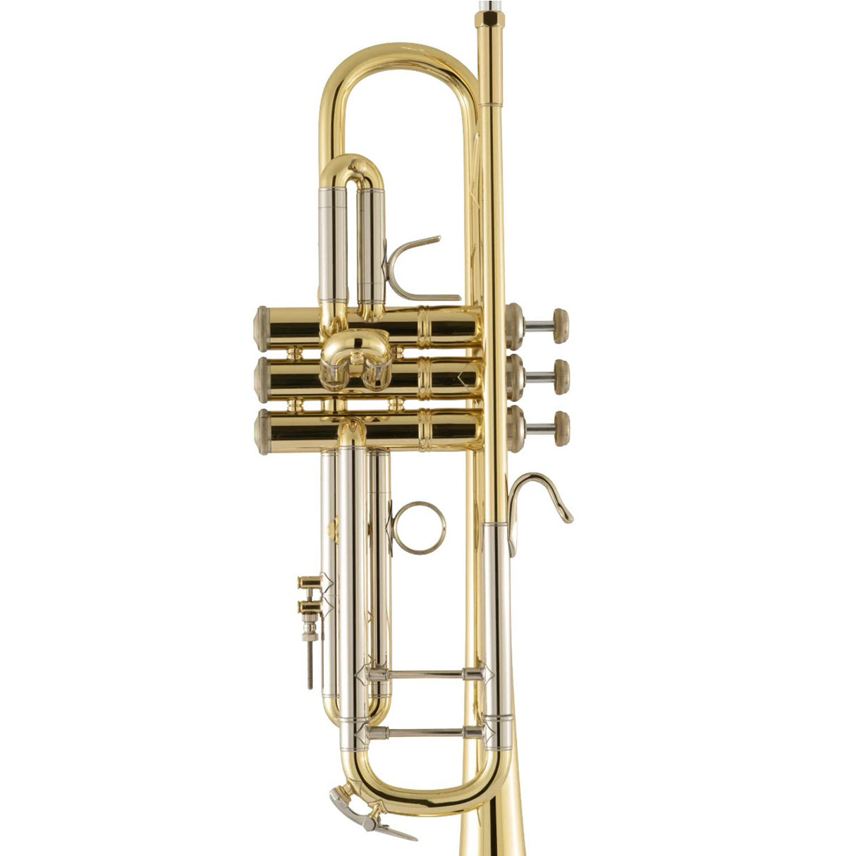 Bach Stradivarius 18037 Bb Trumpet Clear Lacquered - close up of valves