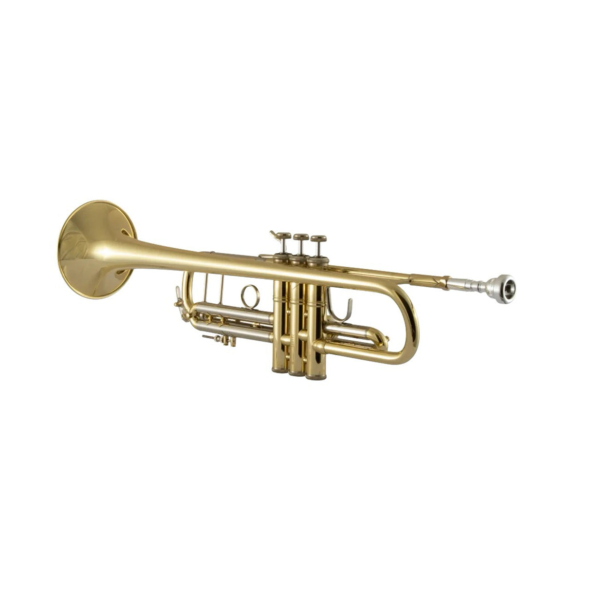 Bach Stradivarius 18037 Bb Trumpet Clear Lacquered - tilted mouthpiece receiver forward