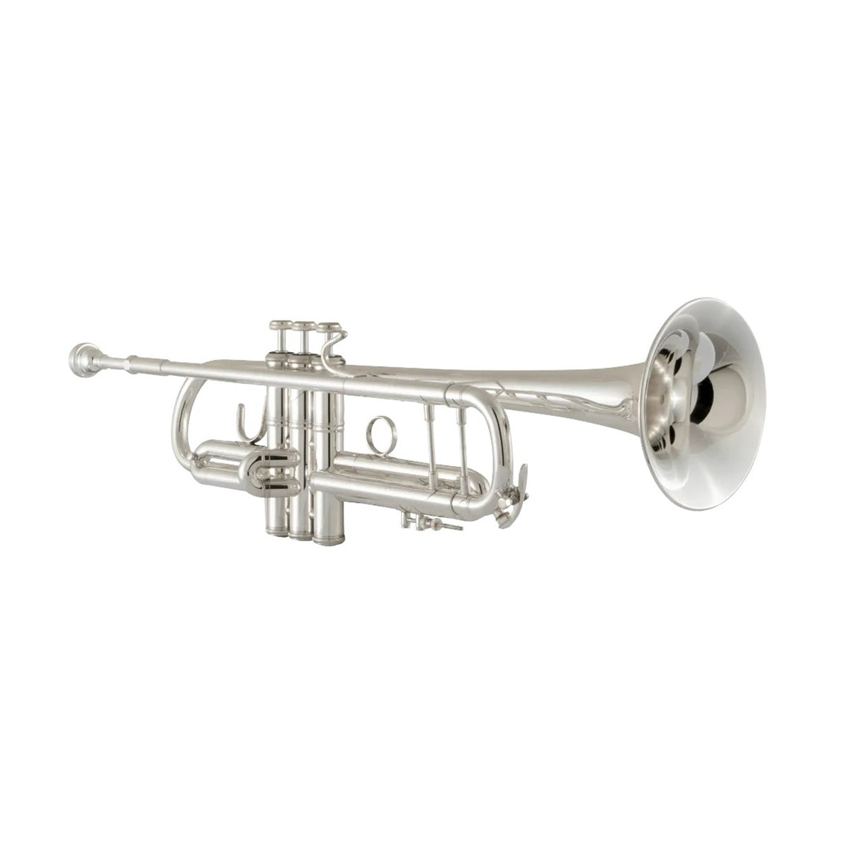 Bach Stradivarius 18037 Bb Trumpet Silver Clear - tilted bell forward