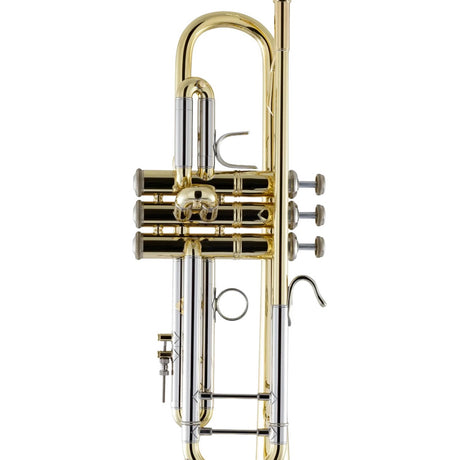 Bach Stradivarius 18043 Bb Trumpet Clear Lacquer - close up of the valve block