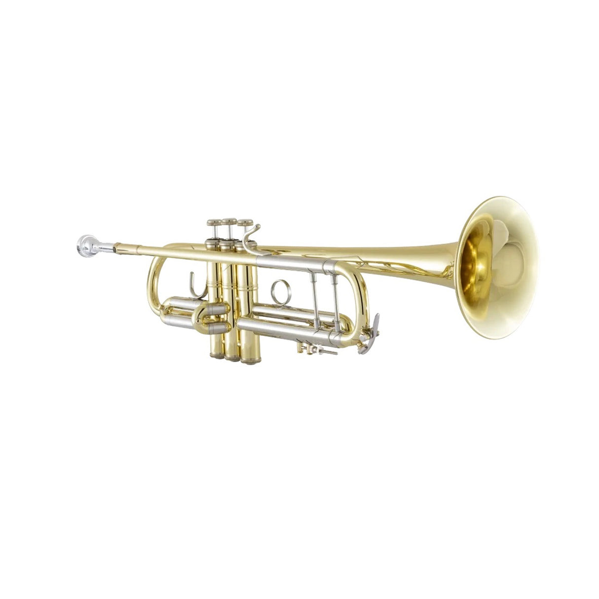 Bach Stradivarius 18043 Bb Trumpet Clear Lacquer - tilted bell forward