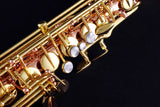 Close-up of Buffet Senzo Red Brass Alto Saxophone