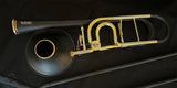 Butler C10 Large Bore Tenor Trombone - aerial view of bell detached and sitting next to instrument