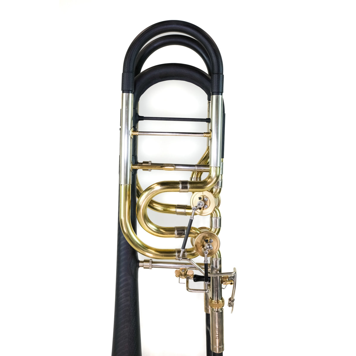 Butler C12 Trombone Bass Trombone - close up of valves and tuning slides