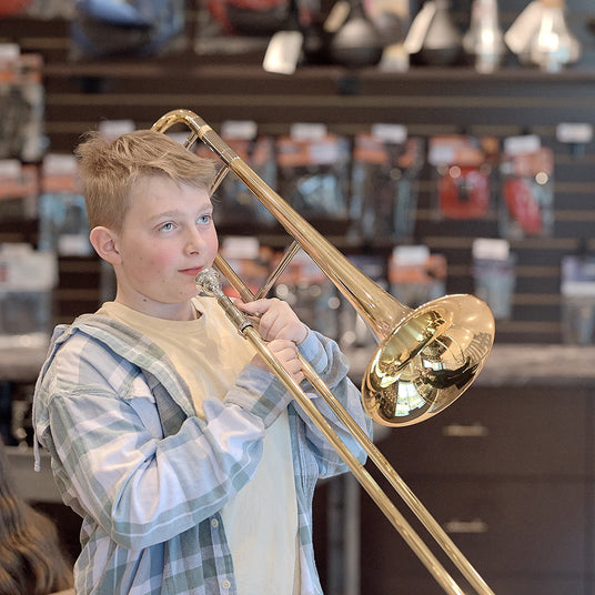 Child with trombone