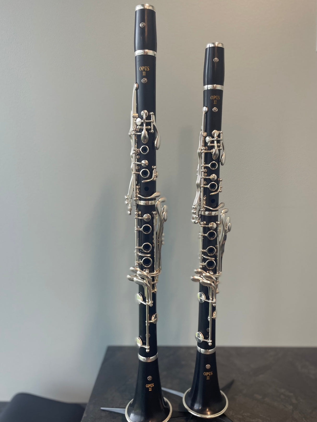 Consignment A Leblanc Opus II Clarinet - the A and the Bb clarinets standing next to each other