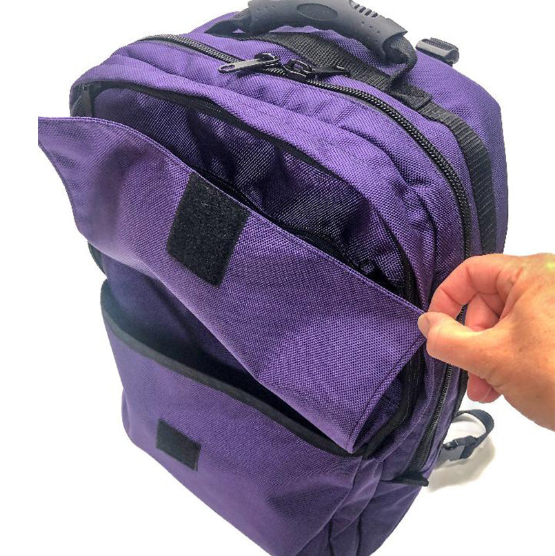 Crescendo Gigbag for Clarinet & Laptop - Purple, front storage pouch open