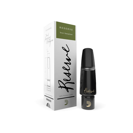 The D'Addario Resere Tenor Saxophone hard rubber Mouthpiece next to its box