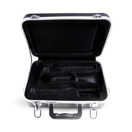 The Gator Adante hardshell Bb clarinet case sitting open with the interior shown