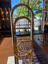 Greenhoe GB4-1Y Screw Bell Large Bore Tenor Trombone - the tuning slides seen from the other side