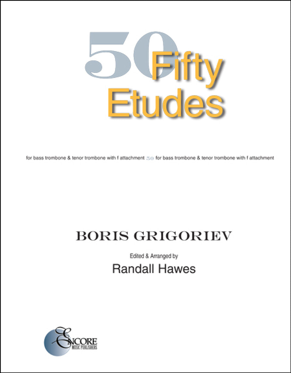 Grigoriev 50 Etudes for Bass Trombone & Tenor Trombone with F Attachment - Hawes