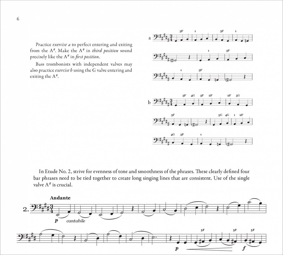 Grigoriev 50 Etudes for Bass Trombone & Tenor Trombone with F Attachment - Hawes - Sample page