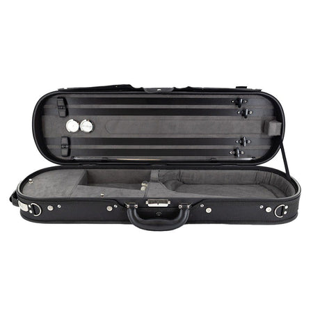 Lake City Oblong 4/4 Violin Case - Black with grey interior - sitting open