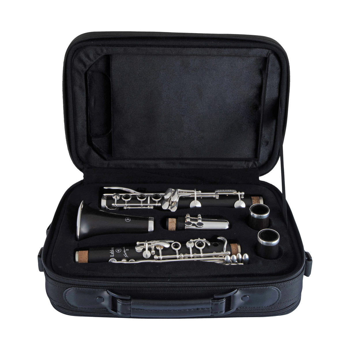 The Leblanc Serenade II Bb Clarinet packed in its case sitting open