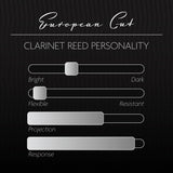 A chart describing the personality profile of the Legere European Cut synthetic Bb clarinet reed