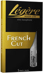 A Legere French Cut alto saxophone reed in its packaging