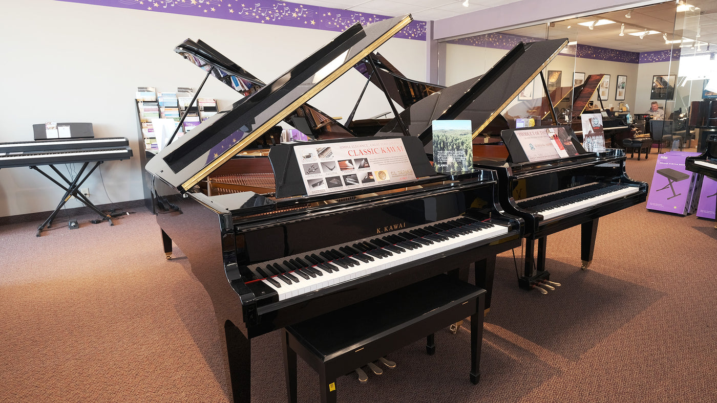 Grand pianos at Schmitt Music Omaha