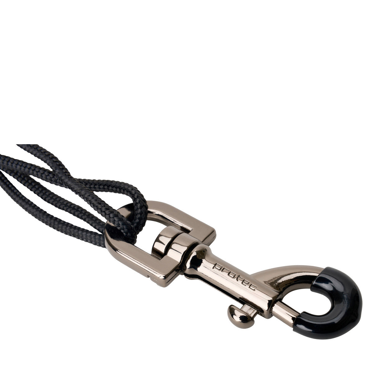 A closeup of the metal hook of the Protec LC310M or LC305M leather saxophone neck strap