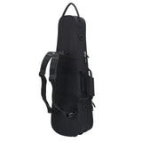 The Protec MX044 Max, Shaped 4/4 violin case - standing upright with the backpack straps attached