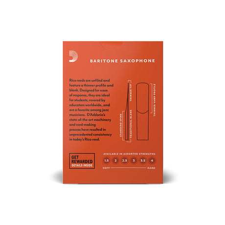 Rico by D'Addario Baritone Sax Reeds - Box of 10 reverse side